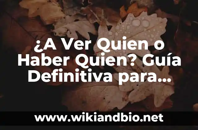 ¿A Ver Quien o Haber Quien? Guía Definitiva para Aprender la Diferencia