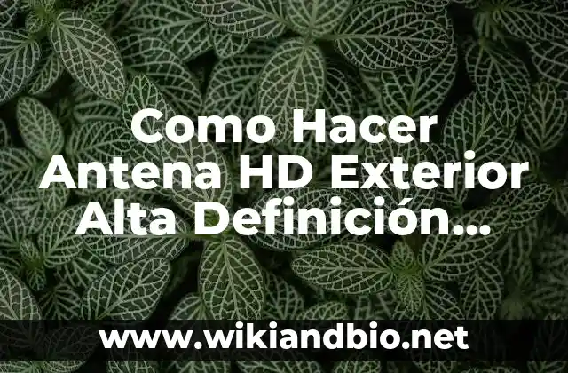 Como Hacer Antena HD Exterior Alta Definición Casera