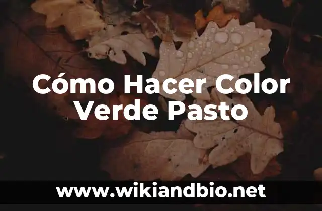 ¿Qué es el Color Verde Pasto y Para Qué Sirve?