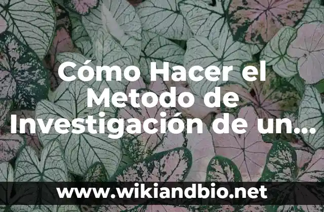 Cómo Hacer el Metodo de Investigación de un Proyecto