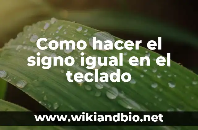 Como hacer el signo igual en el teclado