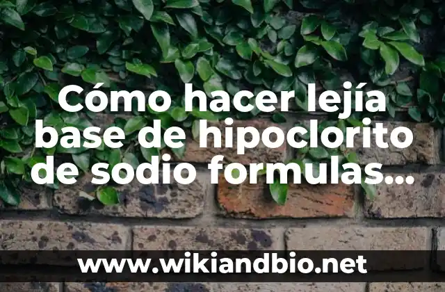 Cómo hacer lejía base de hipoclorito de sodio formulas gratis