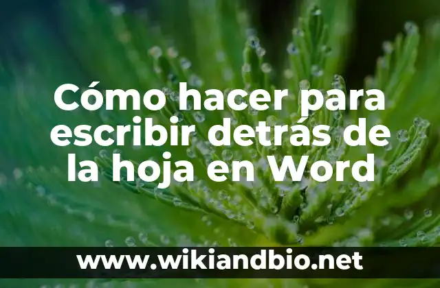 Cómo hacer para escribir detrás de la hoja en Word