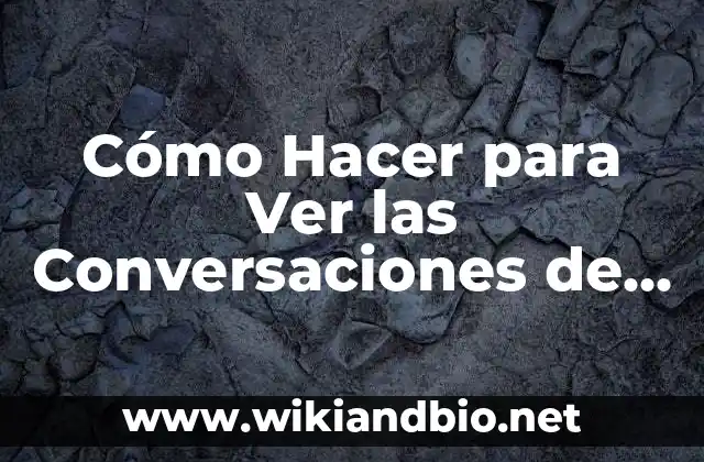 Cómo Hacer para Ver las Conversaciones de WhatsApp