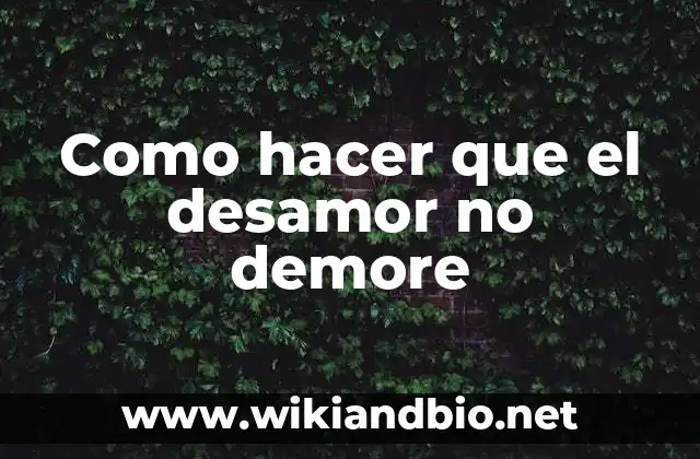 Como hacer que el desamor no demore