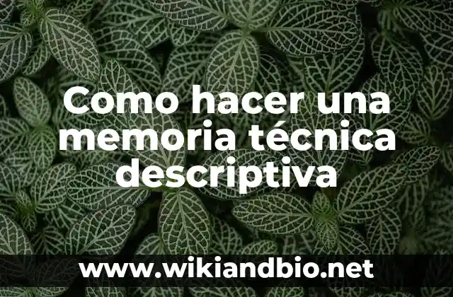 Como hacer una memoria técnica descriptiva