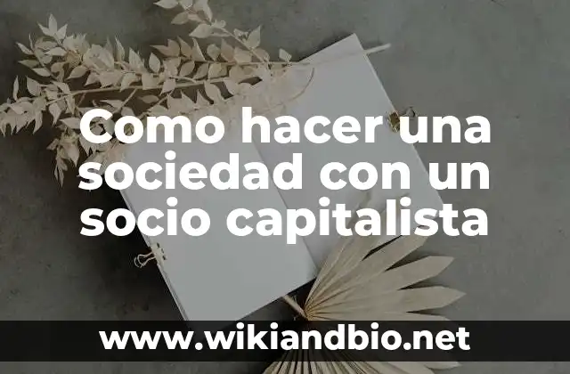 ¿Qué es una sociedad con un socio capitalista?
