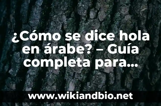 ¿Cómo se dice hola en árabe? – Guía completa para saludar en árabe