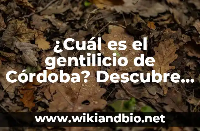 ¿Cuál es el gentilicio de Córdoba? Descubre la respuesta aquí