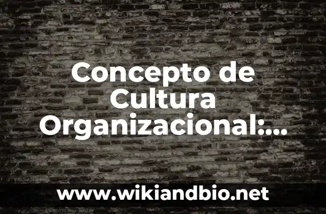 📗 Concepto de Cultura Organizacional