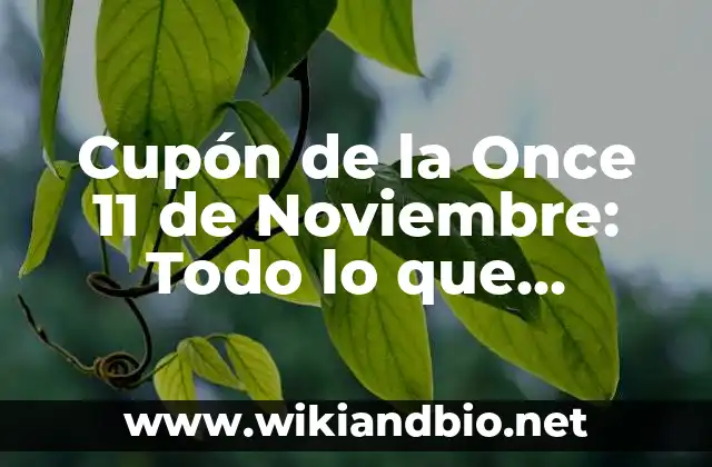 Cupón de la Once 11 de Noviembre: Todo lo que Necesitas Saber