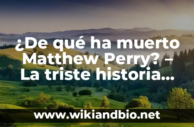 ¿De qué ha muerto Matthew Perry? – La triste historia detrás de la muerte del actor