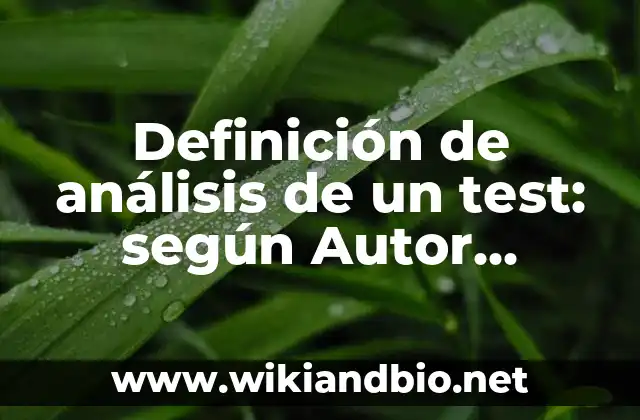 Definición de análisis de un test: según Autor, Ejemplos, qué es, Concepto y Significado