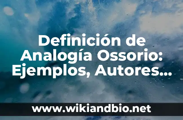 Definición de Analogía Ossorio: Ejemplos, Autores y Concepto