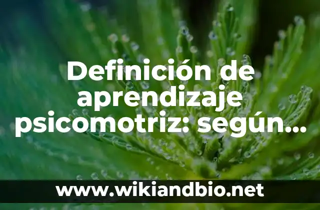 Definición de aprendizaje psicomotriz: según Autor, Ejemplos, qué es, Concepto y Significado