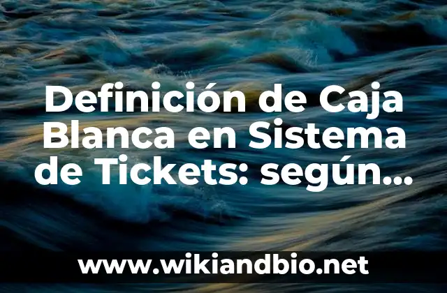 Definición de Caja Blanca en Sistema de Tickets: según Autor, Ejemplos, qué es, Concepto y Significado