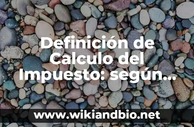 Definición de Calculo del Impuesto: según Autor, Ejemplos, qué es, Concepto y Significado