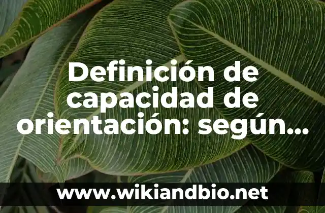 Definición de capacidad de orientación: según Autor, Ejemplos, qué es, Concepto y Significado