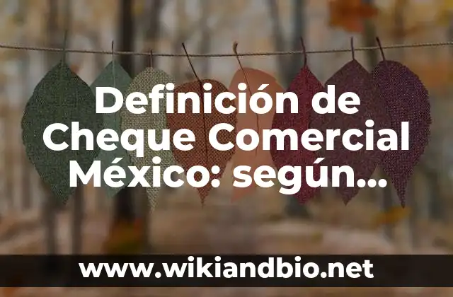 Definición de Cheque Comercial México: según Autor, Ejemplos, qué es, Concepto y Significado