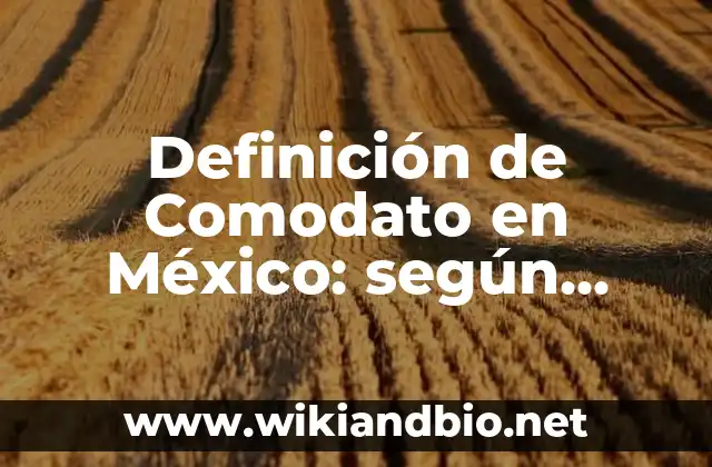 Definición de Comodato en México: según Autor, Ejemplos, qué es, Concepto y Significado