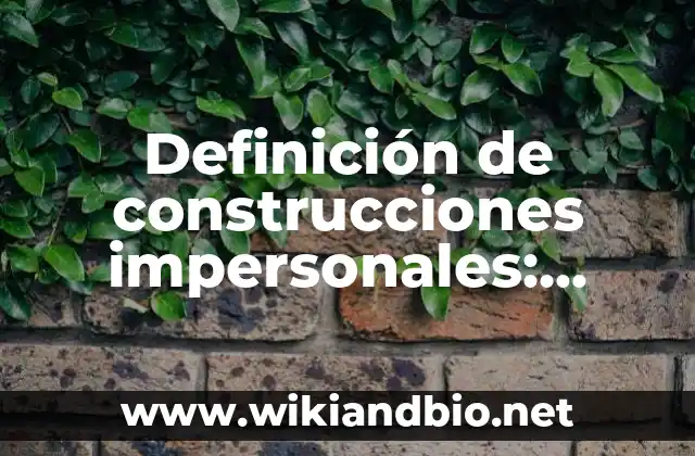 Definición de construcciones impersonales: según Autor, Ejemplos, qué es, Concepto y Significado