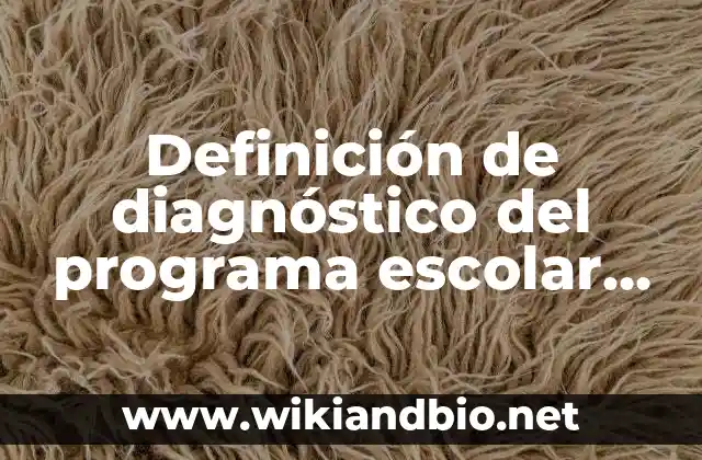 Definición de diagnóstico del programa escolar de mejora continua: según Autor, Ejemplos, qué es, Concepto y Significado