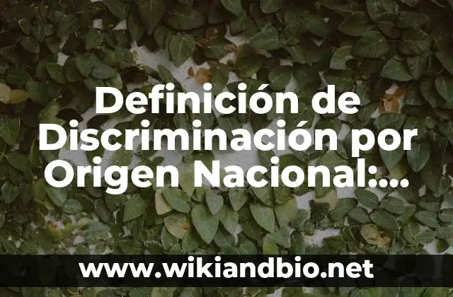Definición de Discriminación por Origen Nacional: según Autor, Ejemplos, qué es, Concepto y Significado