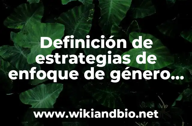 Definición de estrategias de enfoque de género en Kinder: según Autor, Ejemplos, qué es, Concepto y Significado