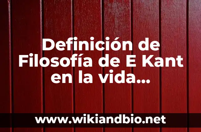 Definición de Filosofía de E Kant en la vida cotidiana: según Autor, Ejemplos, qué es, Concepto y Significado