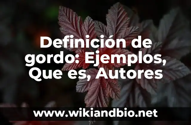 Definición de gordo: Ejemplos, Que es, Autores