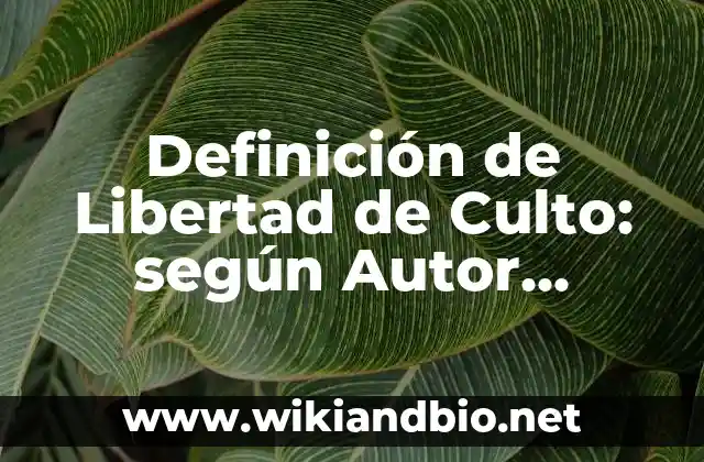 Definición de Libertad de Culto: según Autor, Ejemplos, qué es, Concepto y Significado
