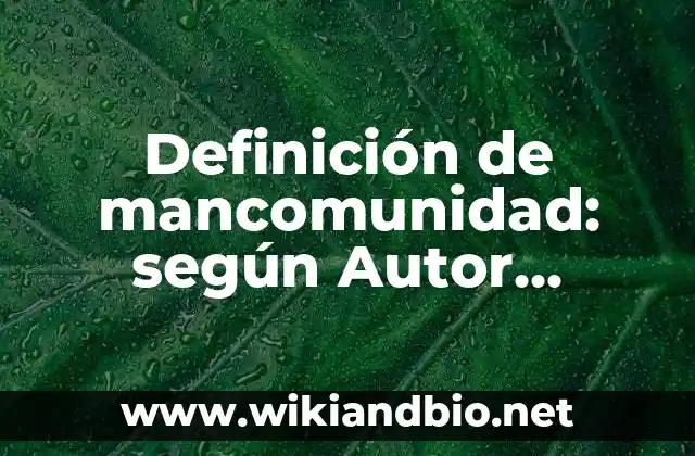 Definición de mancomunidad: según Autor, Ejemplos, qué es, Concepto y Significado