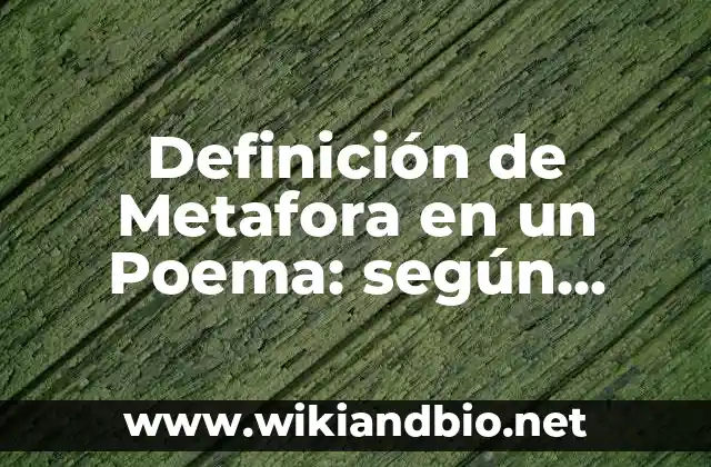 Definición de Metafora en un Poema: según Autor, Ejemplos, qué es, Concepto y Significado
