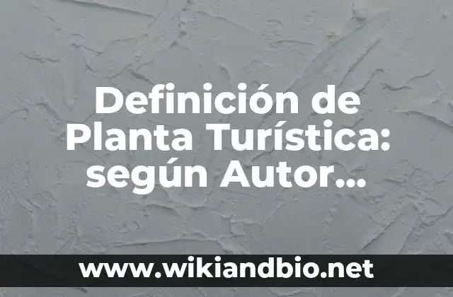 Definición de Planta Turística: según Autor, Ejemplos, qué es, Concepto y Significado