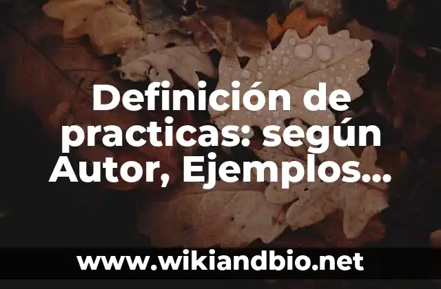 Definición de practicas: según Autor, Ejemplos, qué es, Concepto y Significado