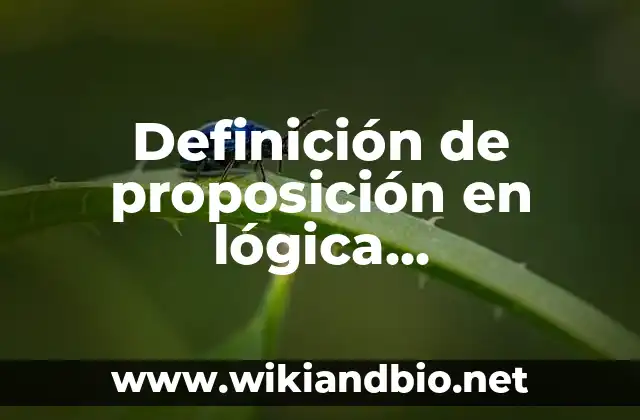 Definición de proposición en lógica proposicional: Significado, Ejemplos y Autores 2 Definición técnica de proposición en lógica proposicional