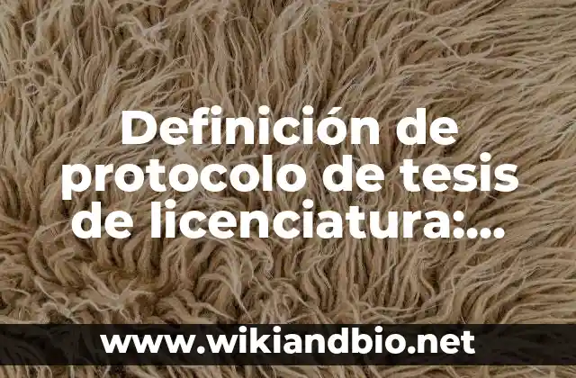 Definición de protocolo de tesis de licenciatura: según Autor, Ejemplos, qué es, Concepto y Significado