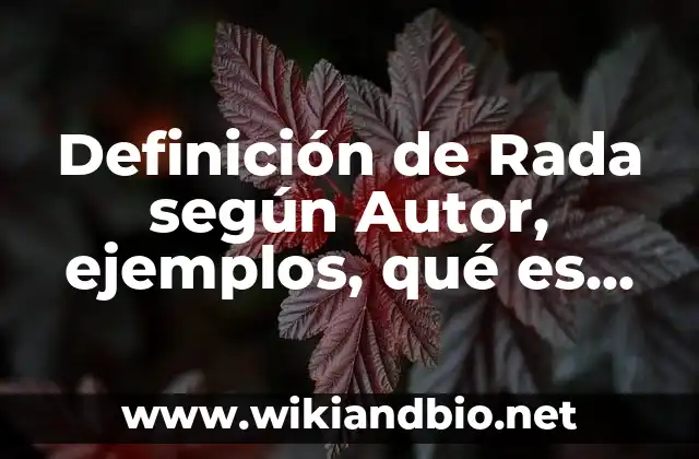 Definición de Rada según Autor, ejemplos, qué es, Concepto y Significado