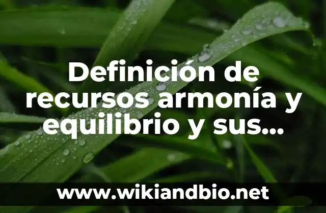 Definición de recursos armonía y equilibrio y sus diferencias según Autor, ejemplos, qué es, Concepto y Significado