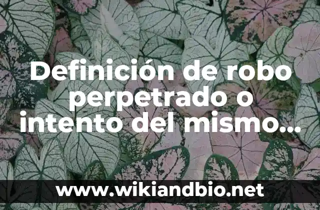 Definición de robo perpetrado o intento del mismo según Autor, ejemplos, qué es, Concepto y Significado