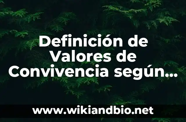 Definición Técnica de Valores de Convivencia