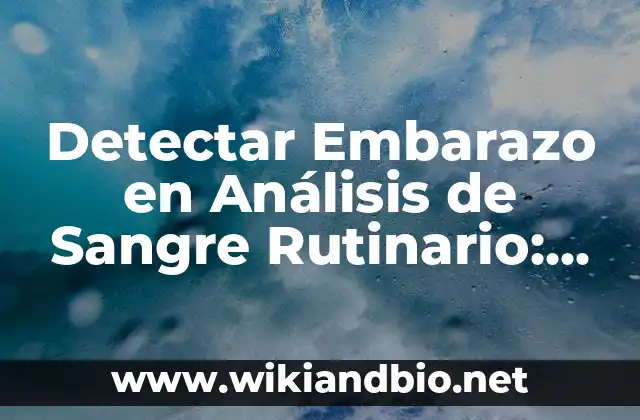 Detectar Embarazo en Análisis de Sangre Rutinario: Todo lo que Necesita Saber