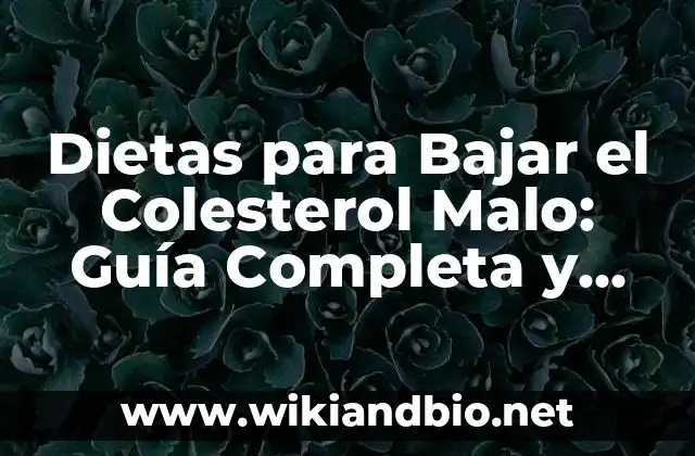 Dietas para Bajar el Colesterol Malo: Guía Completa y Efectiva