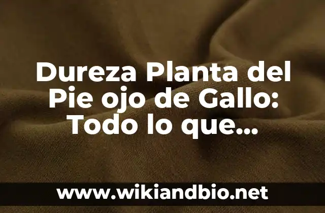 Dureza Planta del Pie ojo de Gallo: Todo lo que Necesitas Saber
