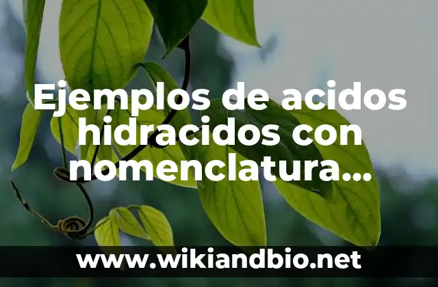 Ejemplos de acidos hidracidos con nomenclatura tradicional: Definición