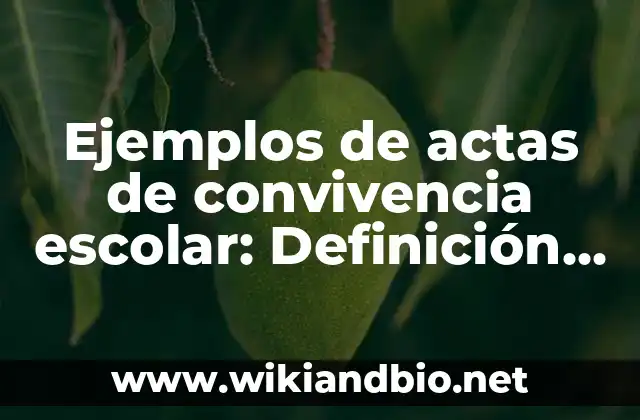 Ejemplos de actas de convivencia escolar: Definición según Autor, ¿qué es?