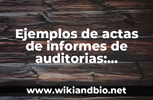 Ejemplos de actas de informes de auditorias: Definición según Autor, qué