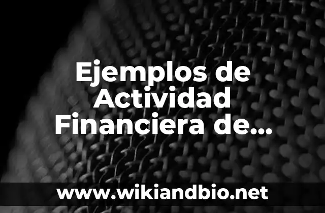 Ejemplos de Actividad Financiera de Balance General: Definición según