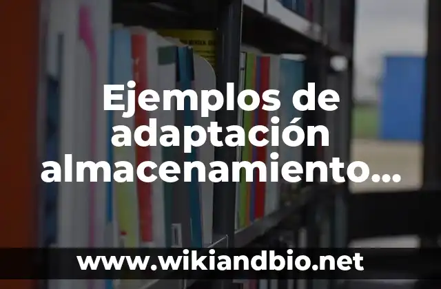Ejemplos de adaptación almacenamiento de agua: Definición según Autor, qué