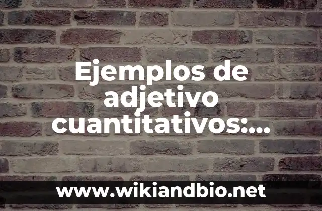 Ejemplos de adjetivo cuantitativos: Definición según Autor, ¿qué es?